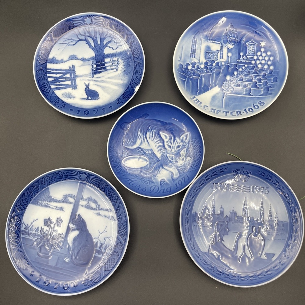 Royal Copenhagen Plate Lot 5 Christmas 1970 1971 1968 Mors Dag Bicentennial 1975